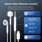 USB-C Headphones with Mic & Volume Control- HiFiStereo Earbuds for iPhone 1717 Pro/16/15, Samsung S25/S24/S23, Pixel 10/9, OnePlus & USB-C Phones