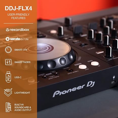 DJ DDJ-FLX4 2-Channel DJ Controller, 16 Pads, Graphite