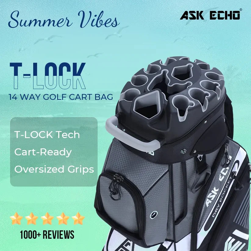 Golf T-Lock 14-Way Cart Bag – Quiet, Stable & Spacious