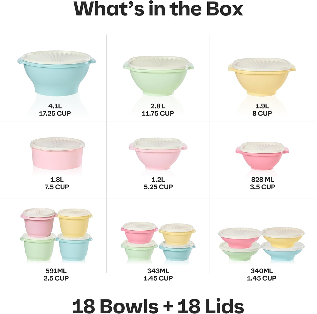 🔥BUY 2 GET 1 FREE!!!-🥣Tupperware Heritage Collection, 36-Piece Vintage Pastel Set (18 Containers + 18 Lids)