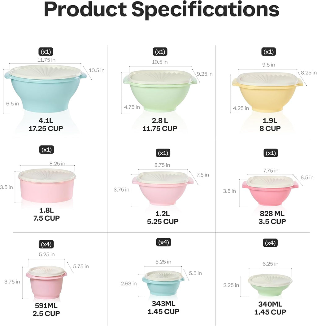 🔥BUY 2 GET 1 FREE!!!-🥣Tupperware Heritage Collection, 36-Piece Vintage Pastel Set (18 Containers + 18 Lids)
