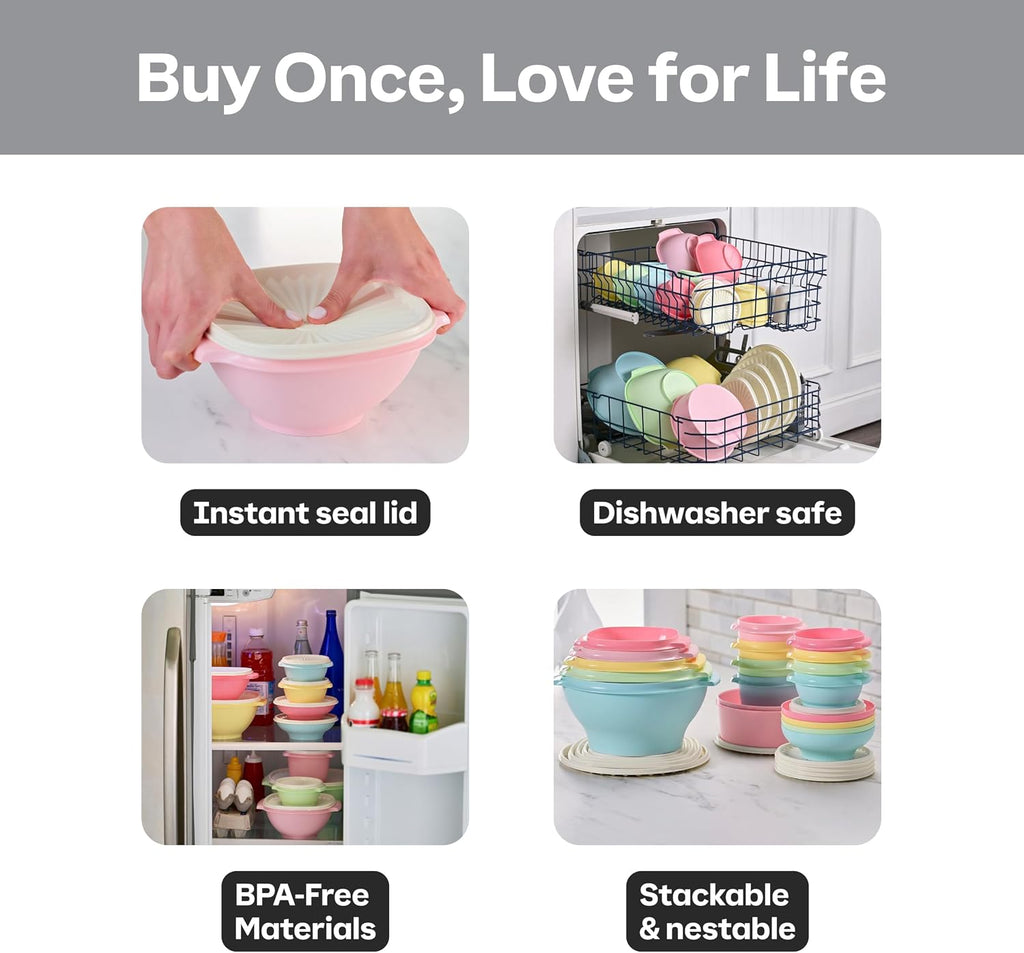 🔥BUY 2 GET 1 FREE!!!-🥣Tupperware Heritage Collection, 36-Piece Vintage Pastel Set (18 Containers + 18 Lids)