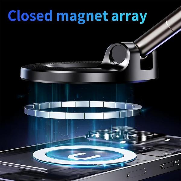 Guccqueen 2.0 Foldable Magnetic Car Phone Mount - 20 N52 Magnets, Vacuum Suction Cup with Heat-Resistant Nano-Adhesive Base for MagSafe Phones, Cars, Tools And Gadgets