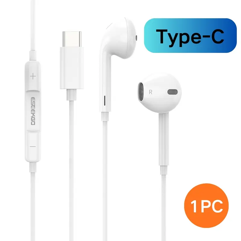 USB-C Headphones with Mic & Volume Control- HiFiStereo Earbuds for iPhone 1717 Pro/16/15, Samsung S25/S24/S23, Pixel 10/9, OnePlus & USB-C Phones
